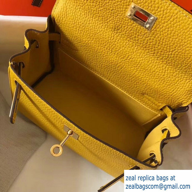 Hermes mini kelly 20 bag Yellow in clemence leather with goldenhardware