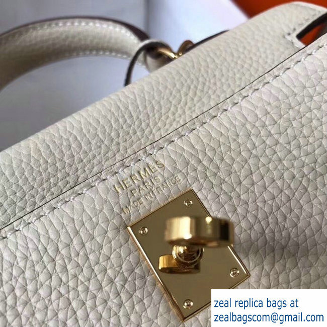 Hermes mini kelly 20 bag beiges in clemence leather with golden hardware