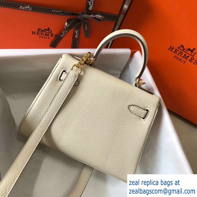 Hermes mini kelly 20 bag beiges in clemence leather with golden hardware