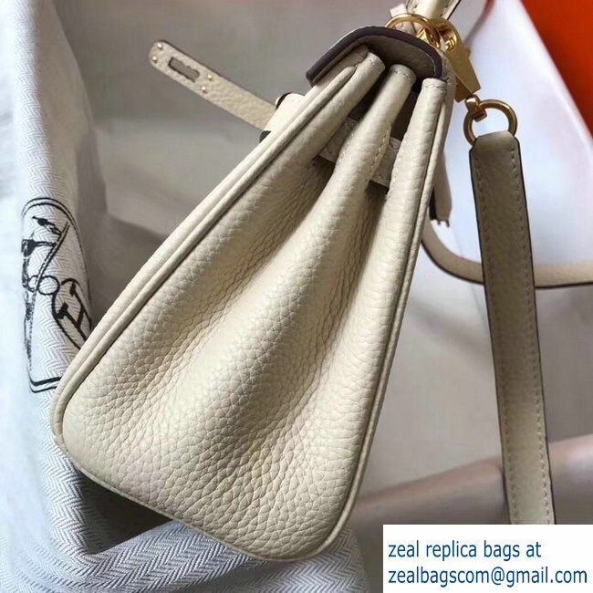 Hermes mini kelly 20 bag beiges in clemence leather with golden hardware - Click Image to Close