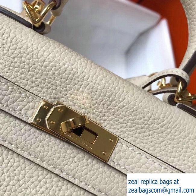 Hermes mini kelly 20 bag beiges in clemence leather with golden hardware - Click Image to Close