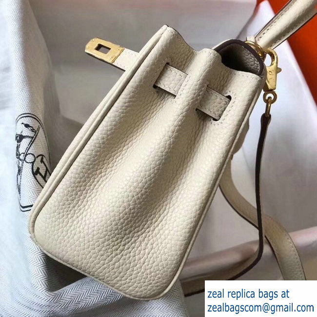 Hermes mini kelly 20 bag beiges in clemence leather with golden hardware