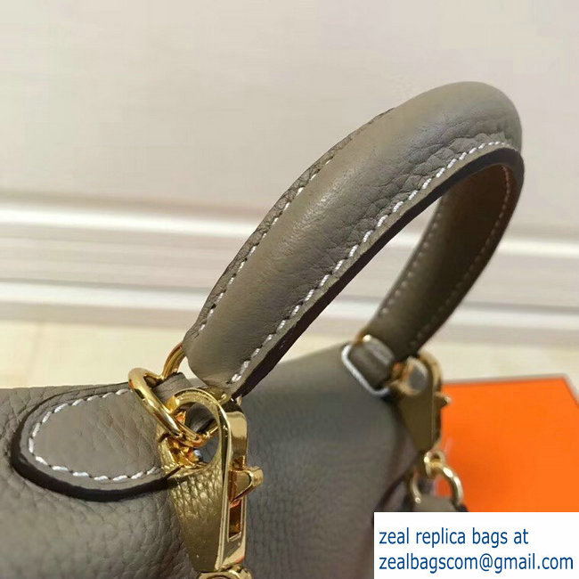 Hermes mini kelly 20 bag camel in clemence leather with golden hardware