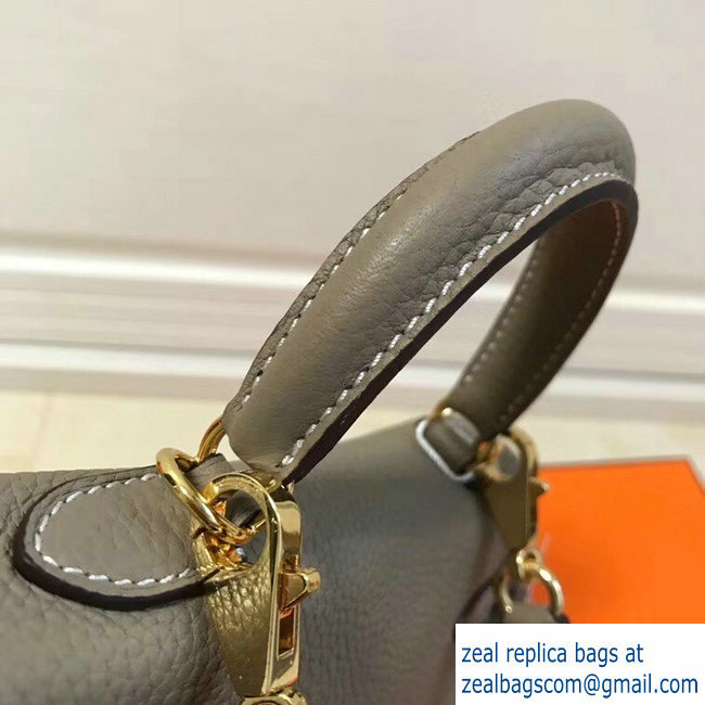 Hermes mini kelly 20 bag camel in clemence leather with golden hardware - Click Image to Close