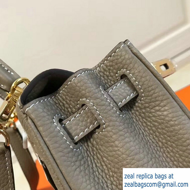 Hermes mini kelly 20 bag camel in clemence leather with golden hardware - Click Image to Close