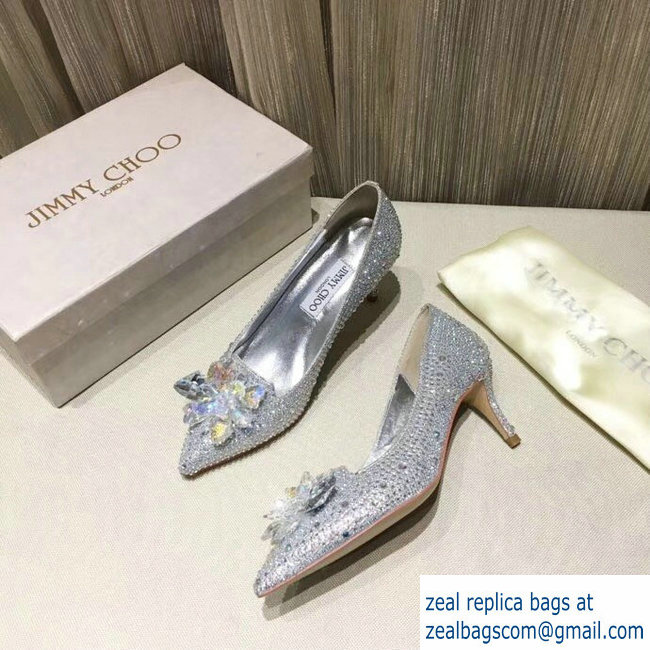 JIMMY CHOO CRYSTAL COVERED POINTY TOE PUMPS SILVER6.5cm - Click Image to Close