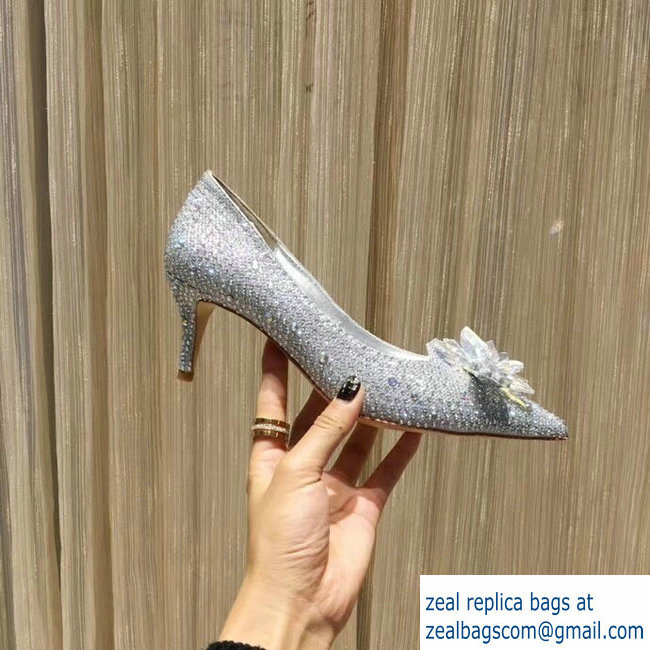 JIMMY CHOO CRYSTAL COVERED POINTY TOE PUMPS SILVER6.5cm - Click Image to Close