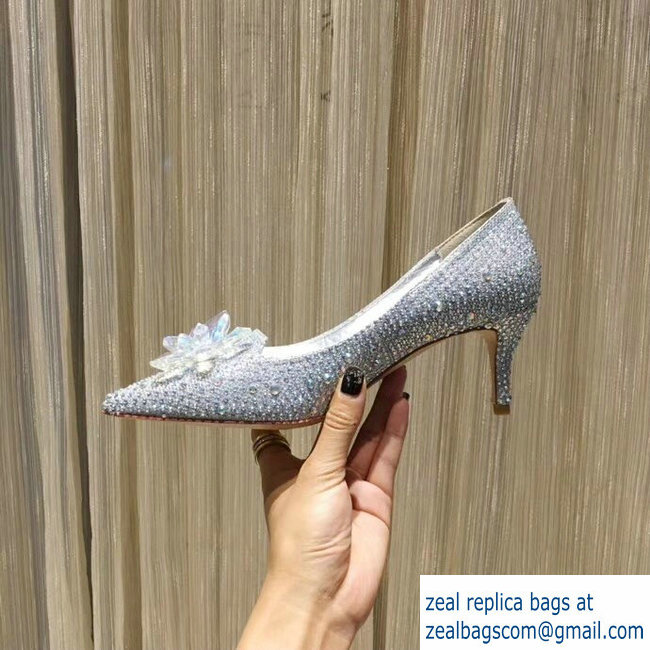 JIMMY CHOO CRYSTAL COVERED POINTY TOE PUMPS SILVER6.5cm - Click Image to Close