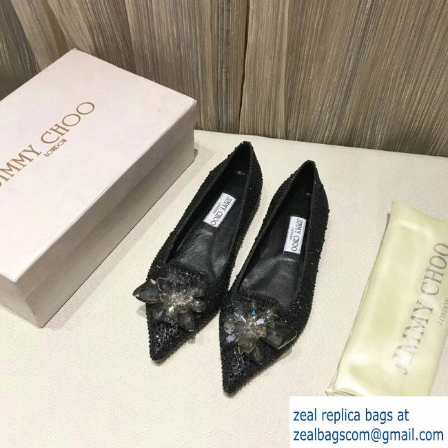 Jimmy choo Crystal Covered Pointy Toe Flats black - Click Image to Close
