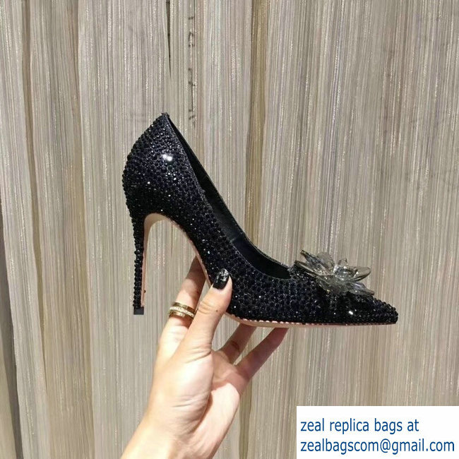 Jimmy choo Crystal Covered Pointy Toe Pumps Black 10.5cm