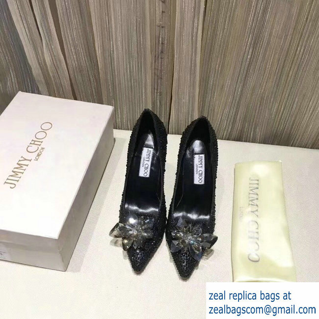 Jimmy choo Crystal Covered Pointy Toe Pumps Black 10.5cm - Click Image to Close