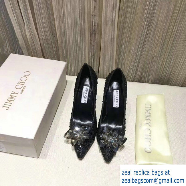 Jimmy choo Crystal Covered Pointy Toe Pumps Black 10.5cm