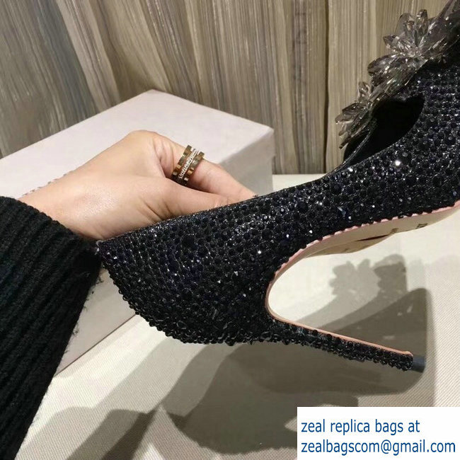Jimmy choo Crystal Covered Pointy Toe Pumps Black 10.5cm
