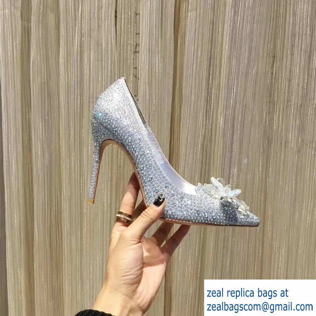 Jimmy choo Crystal Covered Pointy Toe Pumps Silver 10.5cm - Click Image to Close