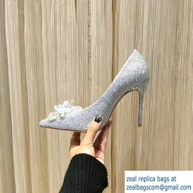 Jimmy choo Crystal Covered Pointy Toe Pumps Silver 10.5cm - Click Image to Close