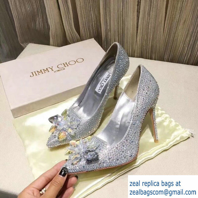 Jimmy choo Crystal Covered Pointy Toe Pumps Silver 10.5cm - Click Image to Close