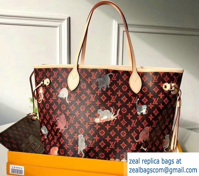 Louis Vuitton Catogram Monogram Canvas Neverfull MM Tote Bag M44441 Brown 2018 - Click Image to Close