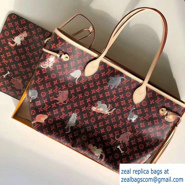 Louis Vuitton Catogram Monogram Canvas Neverfull MM Tote Bag M44441 Brown 2018