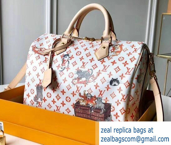 Louis Vuitton Catogram Monogram Canvas Speedy 30 Bandouliere Bag M44400 White 2018 - Click Image to Close