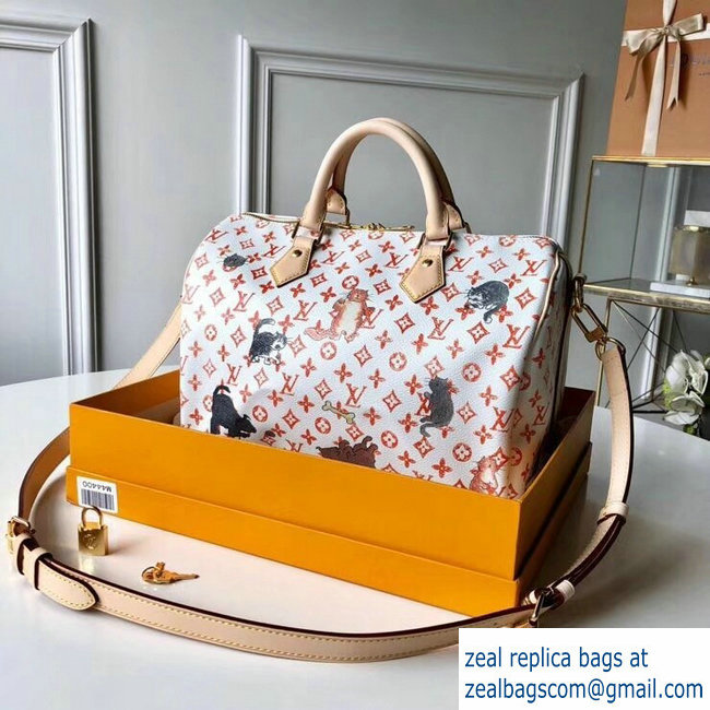 Louis Vuitton Catogram Monogram Canvas Speedy 30 Bandouliere Bag M44400 White 2018 - Click Image to Close