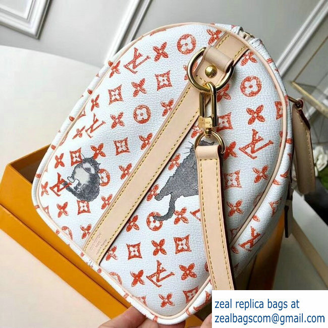 Louis Vuitton Catogram Monogram Canvas Speedy 30 Bandouliere Bag M44400 White 2018 - Click Image to Close