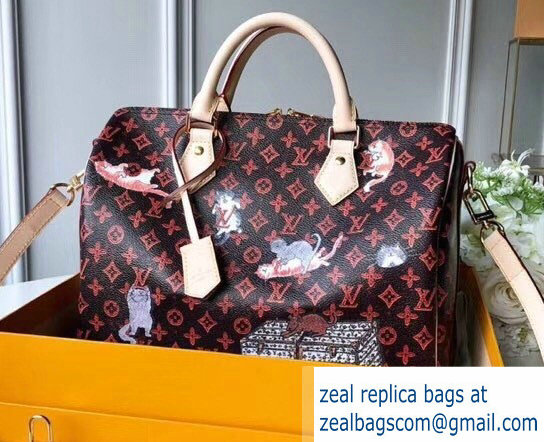 Louis Vuitton Catogram Monogram Canvas Speedy 30 Bandouliere Bag M44401 Brown 2018 - Click Image to Close