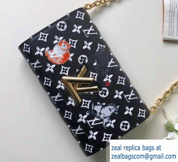 Louis Vuitton Catogram Monogram Canvas Twist Chain Wallet M63888 Black/White 2018 - Click Image to Close