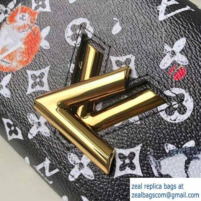 Louis Vuitton Catogram Monogram Canvas Twist Chain Wallet M63888 Black/White 2018