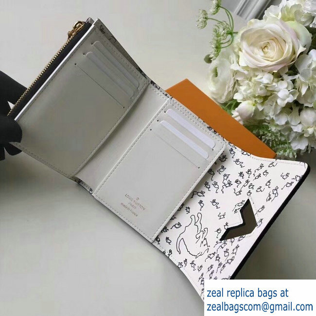 Louis Vuitton Catogram Monogram Canvas Twist Compact Wallet M63889 Black/White 2018 - Click Image to Close