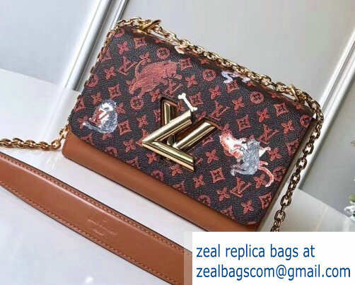 Louis Vuitton Catogram Monogram Canvas Twist MM Bag M44408 Brown 2018 - Click Image to Close