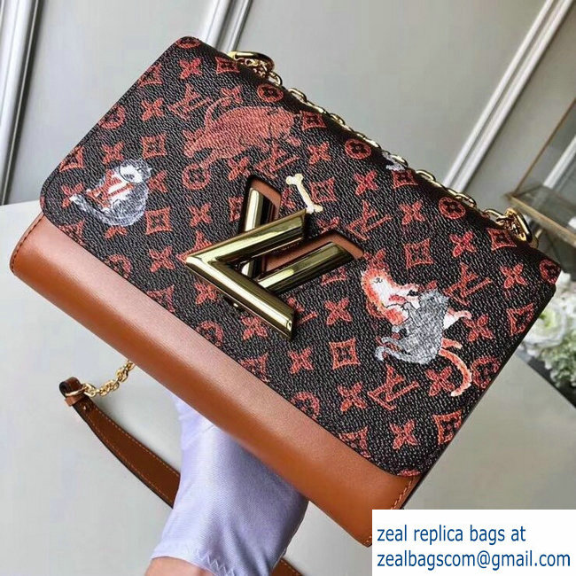 Louis Vuitton Catogram Monogram Canvas Twist MM Bag M44408 Brown 2018 - Click Image to Close