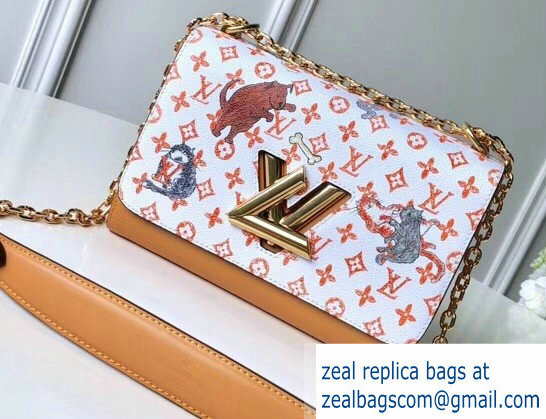 Louis Vuitton Catogram Monogram Canvas Twist MM Bag M44408 White/Apricot 2018 - Click Image to Close