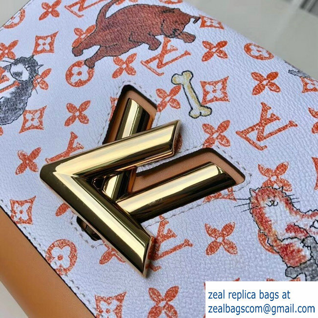 Louis Vuitton Catogram Monogram Canvas Twist MM Bag M44408 White/Apricot 2018 - Click Image to Close