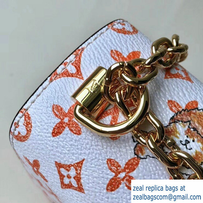 Louis Vuitton Catogram Monogram Canvas Twist MM Bag M44408 White/Apricot 2018 - Click Image to Close