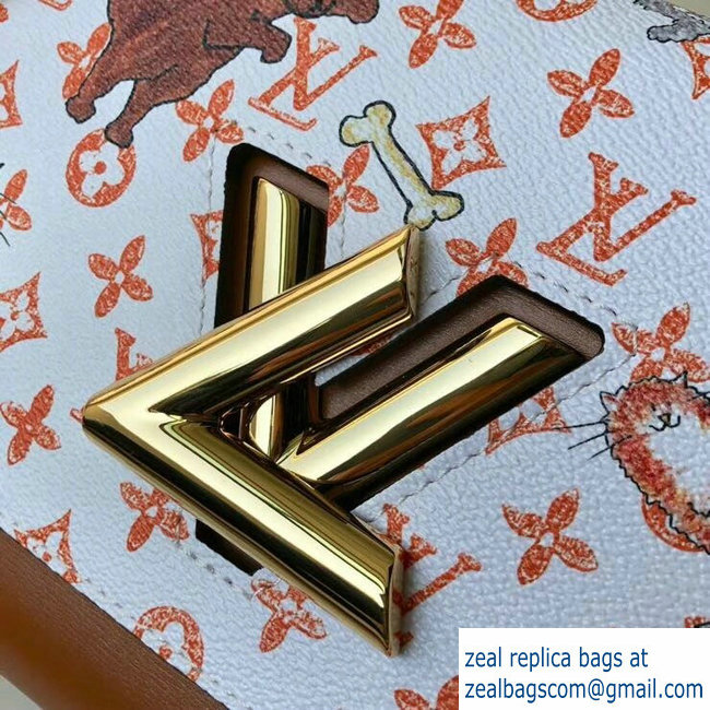 Louis Vuitton Catogram Monogram Canvas Twist MM Bag M44408 White/Brown 2018 - Click Image to Close