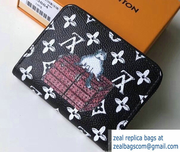 Louis Vuitton Catogram Monogram Canvas Zippy Coin Purse M63884 Black/White 2018 - Click Image to Close