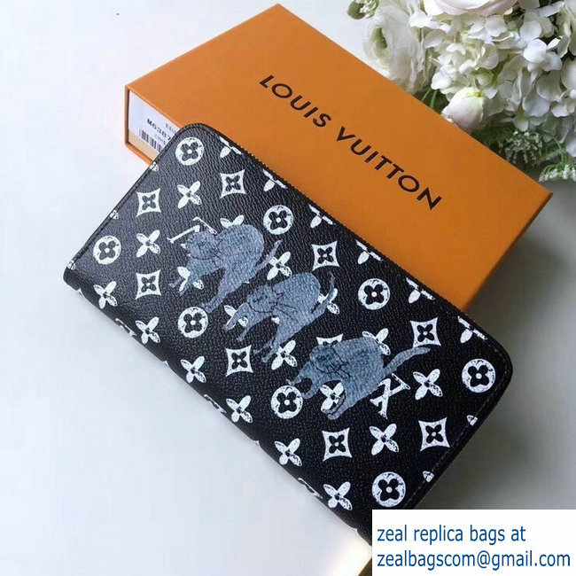 Louis Vuitton Catogram Monogram Canvas Zippy Wallet M63875 Black/White 2018