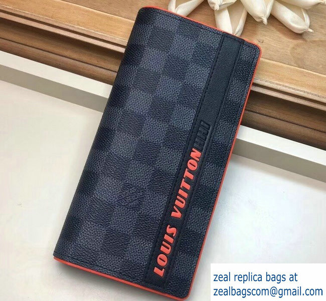 Louis Vuitton Damier Cobalt Canvas Brazza Wallet Orange Logo 2019 - Click Image to Close