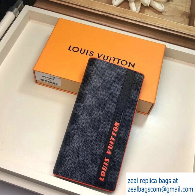 Louis Vuitton Damier Cobalt Canvas Brazza Wallet Orange Logo 2019