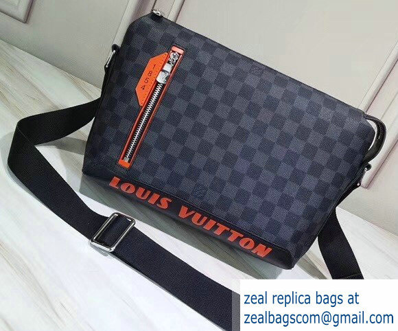 Louis Vuitton Damier Cobalt Canvas Discovery Messenger PM Bag Orange Logo 2019 - Click Image to Close