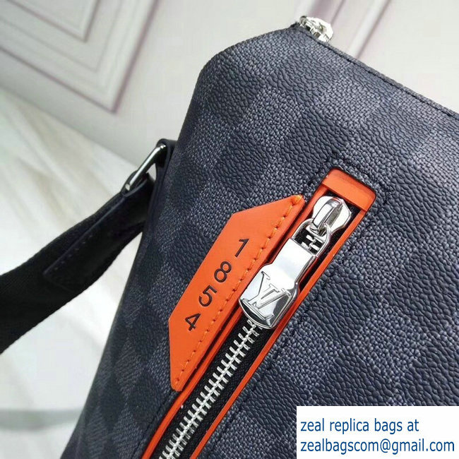 Louis Vuitton Damier Cobalt Canvas Discovery Messenger PM Bag Orange Logo 2019