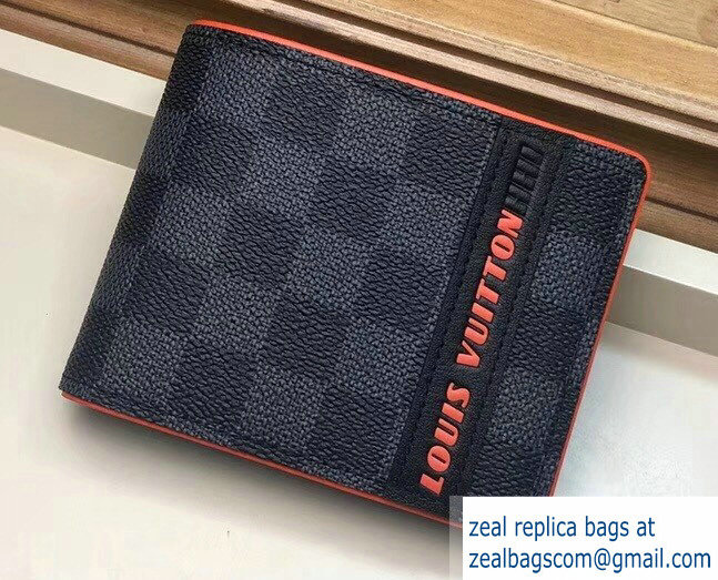 Louis Vuitton Damier Cobalt Canvas Multiple Wallet Orange Logo 2019 - Click Image to Close