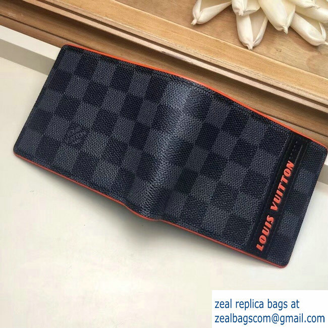 Louis Vuitton Damier Cobalt Canvas Multiple Wallet Orange Logo 2019 - Click Image to Close