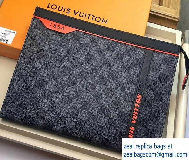 Louis Vuitton Damier Cobalt Canvas Pochette Voyage MM Bag Orange Logo 2019 - Click Image to Close