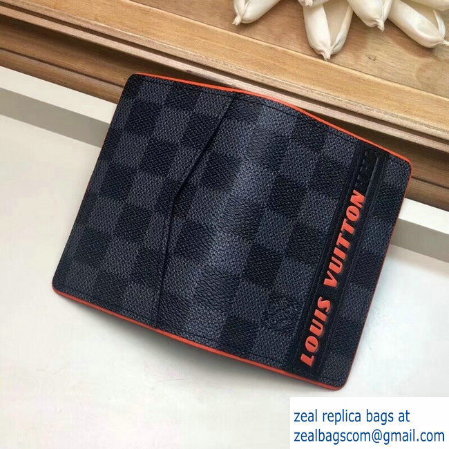 Louis Vuitton Damier Cobalt Canvas Pocket Organizer Wallet Orange Logo 2019