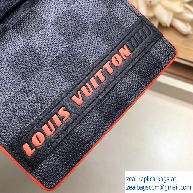 Louis Vuitton Damier Cobalt Canvas Pocket Organizer Wallet Orange Logo 2019