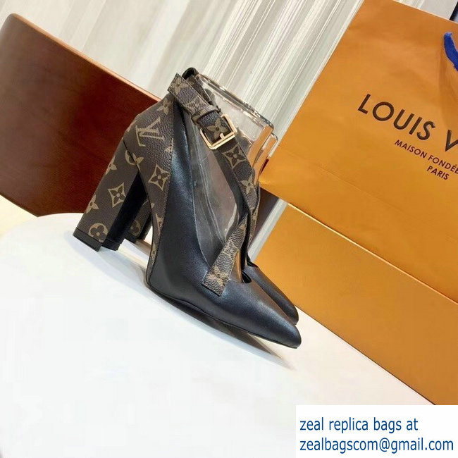 Louis Vuitton Heel 10.5cm Matchmake Pumps Cross Straps Leather Black/Monogram Canvas 2019 - Click Image to Close