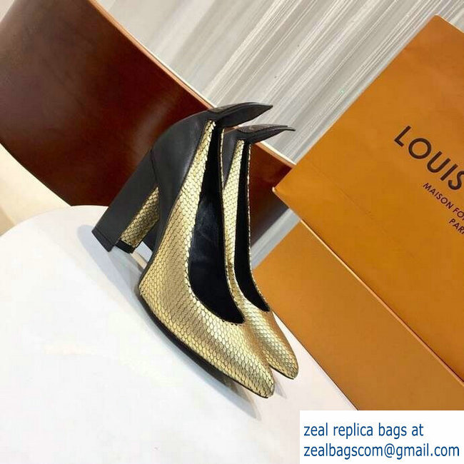 Louis Vuitton Heel 10.5cm Matchmake Pumps Gold/Black 2019 - Click Image to Close