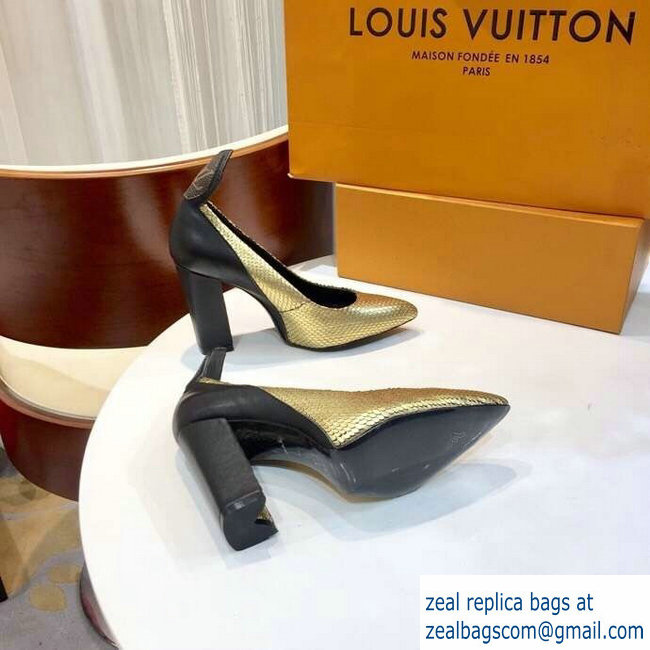 Louis Vuitton Heel 10.5cm Matchmake Pumps Gold/Black 2019 - Click Image to Close