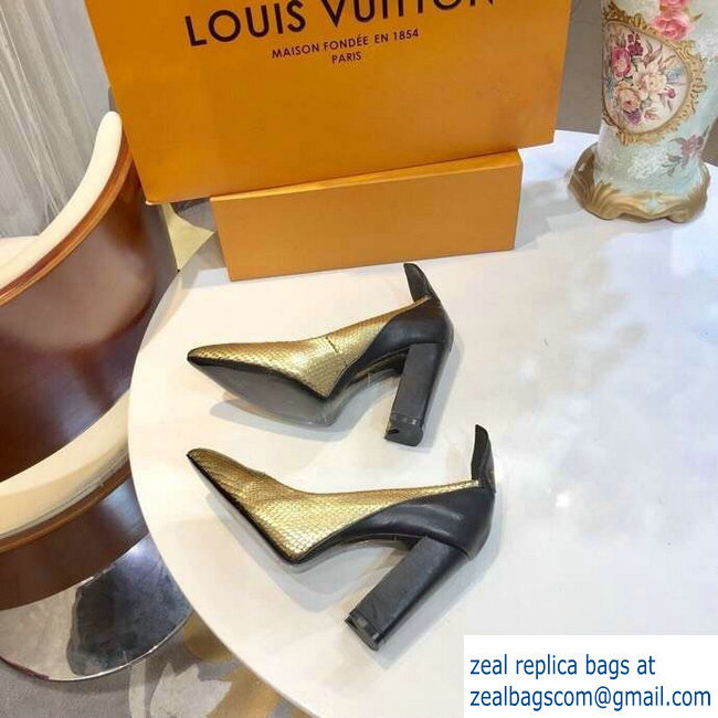 Louis Vuitton Heel 10.5cm Matchmake Pumps Gold/Black 2019 - Click Image to Close